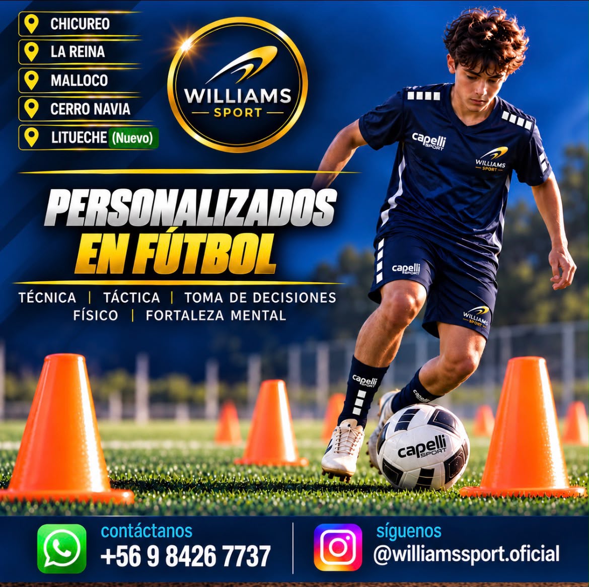 Afiche de Personalizados en Fútbol de Williams Sport con sus sedes